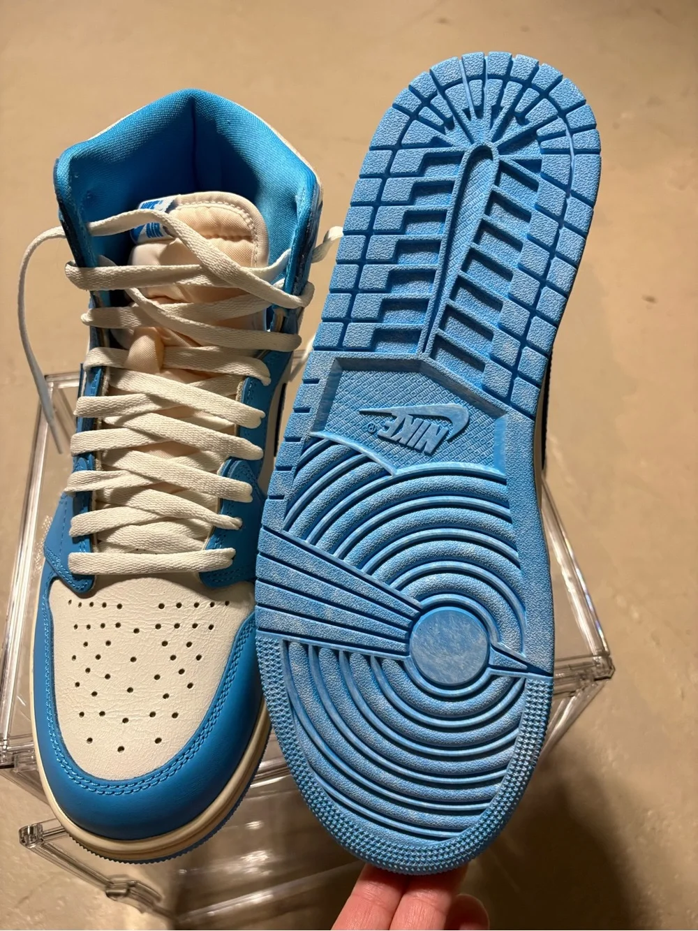 Jordan 1 Retro High OG White and Blue High-Top Sneakers